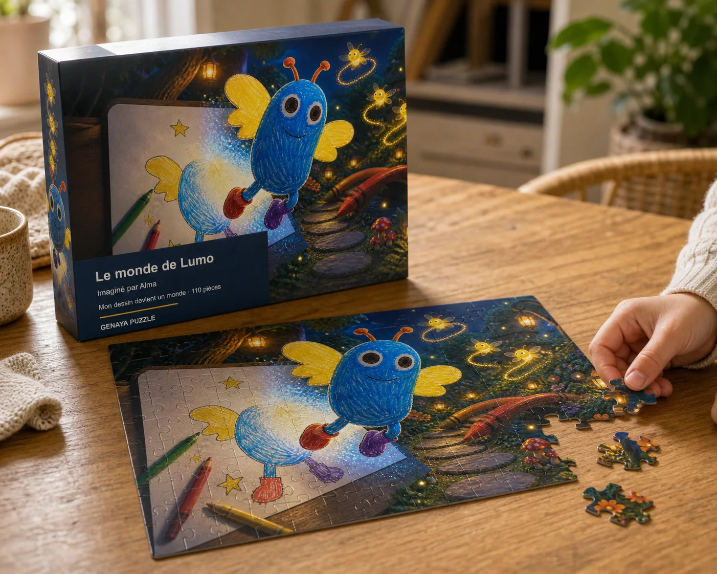 Mise en situation du puzzle illustré Le monde de Lumo